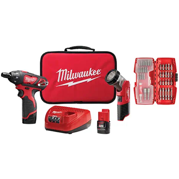 Milwaukee 2482-22 M12 Screwdriver with Free LED Light and 40PC Bit Set