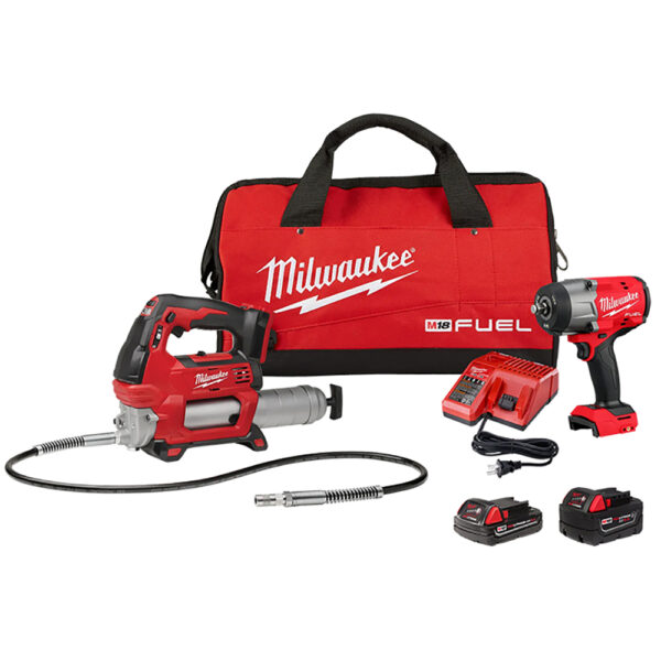 Milwaukee 2967-22GG M18 FUEL 1/2'' HTIW w/ Friction Ring & Grease Gun Combo Kit