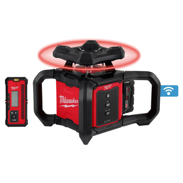 Milwaukee 3701-21 M18 Red Exterior Rotary Laser Level Kit w/ Receiver