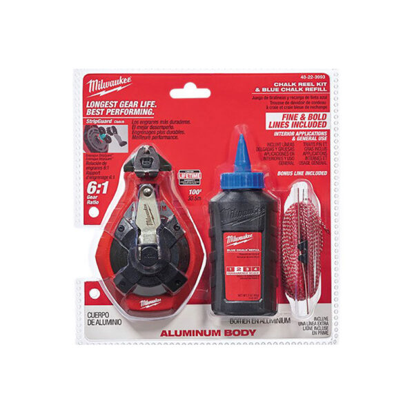 Milwaukee 48-22-3993 100 ft. Aluminum Chalk Reel Kit with Blue Chalk and Bonus Line