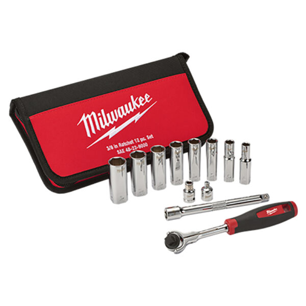 Milwaukee 48-22-9000 3/8'' Drive SAE Socket 12PC Set