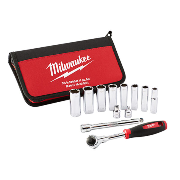Milwaukee 48-22-9001 3/8'' Drive Metric Socket 12PC Set