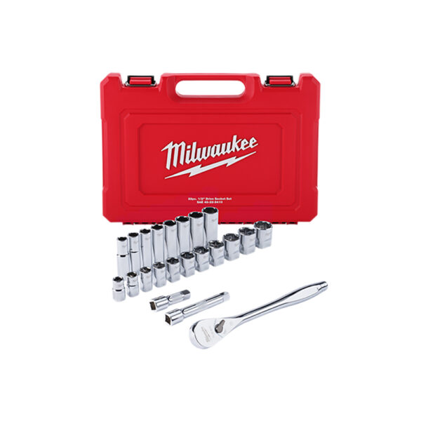 Milwaukee 48-22-9410 1/2'' Drive SAE Ratchet & Socket 22PC Set