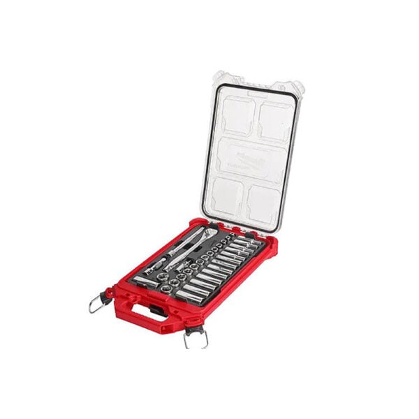 Milwaukee 48-22-9482 3/8 Drive 32pc Ratchet & Socket Set with PACKOUT Low-Profile Compact Organizer - Metric