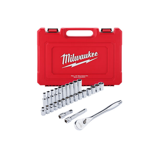 Milwaukee 48-22-9510 1/2'' Drive Metric Ratchet & Socket 28PC Set