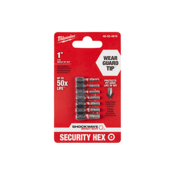 Milwaukee 48-32-4619 SHOCKWAVE Hex Security Insert Bit 7PC Set
