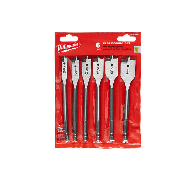 Milwaukee 49-22-0071 Flat Boring Bit 6'' Universal 6PC Set