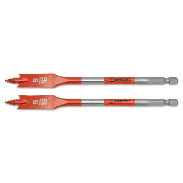 Crescent CDSP-631-2 2PC 9/16'' x 6'' Screw Point Spade Drill Bit