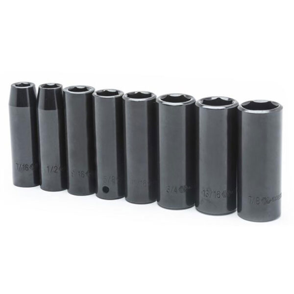 Crescent CIMS2N 8 Pc. 1/2'' Drive 6 Point Deep Impact SAE Socket Set
