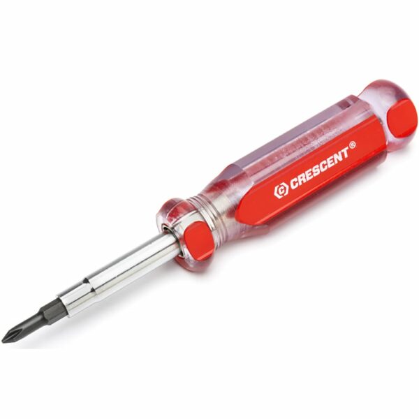 Crescent CS61N 6-in-1 Interchangeable Bit Screwdriver, Red Handle
