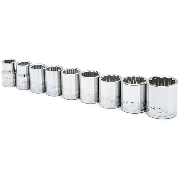 Crescent CSAS5N 9 Pc. 3/8'' Drive 12 Point Standard Metric Socket Set