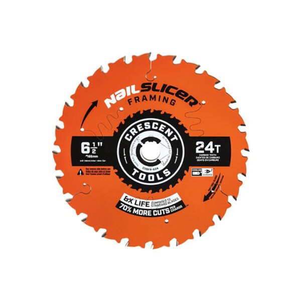 Crescent CSBFR-624-10 6-1/2'' x 24-Tooth NailSlicer Framing Circular Saw Blade - 10 Pack