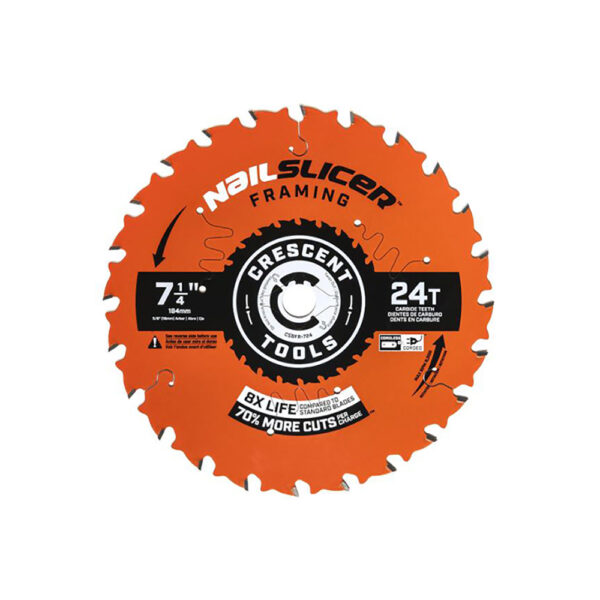 Crescent CSBFR-724-10 7-1/4'' x 24-Tooth NailSlicer Framing Circular Saw Blade - 10 Pack