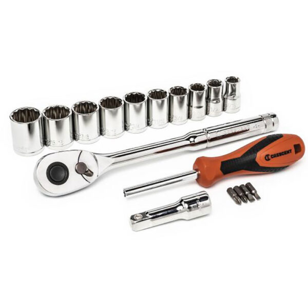 Crescent CSWS11C 17PC 1/2'' Drive 12 Point SAE Mechanics Tool Set