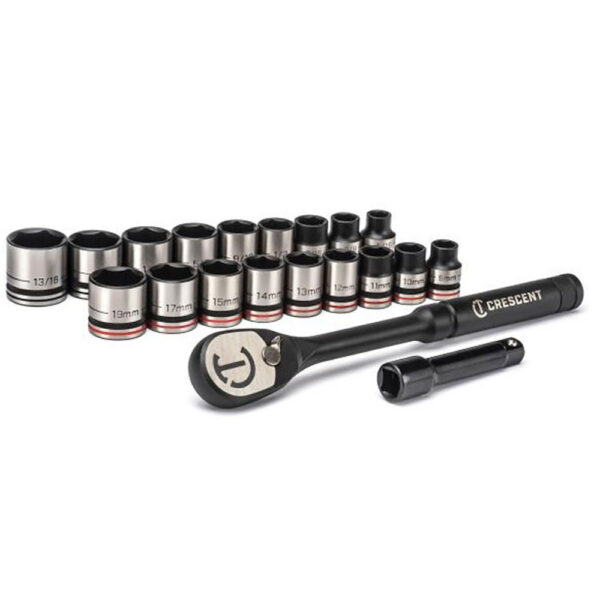 Crescent CSWS38B 20PC X10 3/8'' Drive 6 Point Standard SAE/Metric Mechanics Tool Set