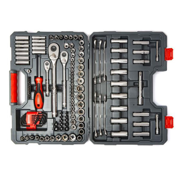 Crescent CTK142C 142PC 1/4'', 3/8'' & 1/2'' Drive 6 & 12 Point Standard & Deep SAE/Metric Mechanics Tool Set