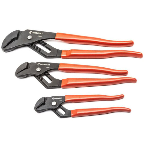 Crescent RT200SET3-05 3PC Straight Jaw Dipped Handle Tongue and Groove Plier Set 7'', 10'' & 12''