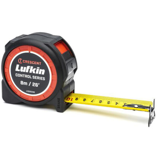 L1025CME-02 Lufkin 1-3/16'' x 8m/26' Control Series Yellow Clad Tape Measure