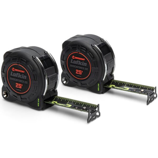 L1225BSET2V-02 Lufkin 1-1/4'' x 25' Shockforce Nite Eye G2 Tape Measure - 2PK