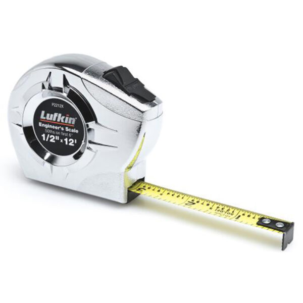 P2212XN Lufkin 1/2'' x 12' P2000 Series Chrome Case Yellow Clad A7 Blade Power Return Tape Measure