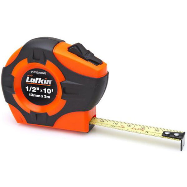 PHV1023CMEN Lufkin 1/2'' x 3m/10' P1000 Series SAE/Metric Yellow Clad A30 Blade Power Return Tape Measure
