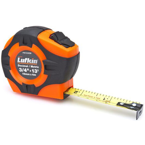 PHV1034DMN Lufkin 3/4'' x 3.7m/12' P1000 Series SAE/Metric Engineer's Yellow Clad A29 Blade Power Return Tape Measure