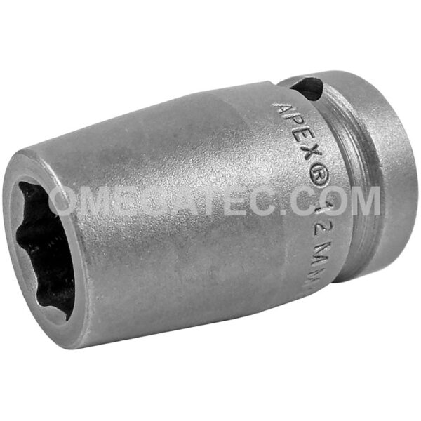 12MM15 Apex Brand 12mm 6-Point Metric Standard Impact Socket, 1/2'' Square Drive