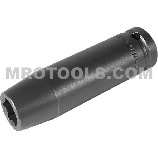 12MM35 Apex Brand 12mm 6-Point Metric Extra Long Impact Socket, 1/2'' Square Drive