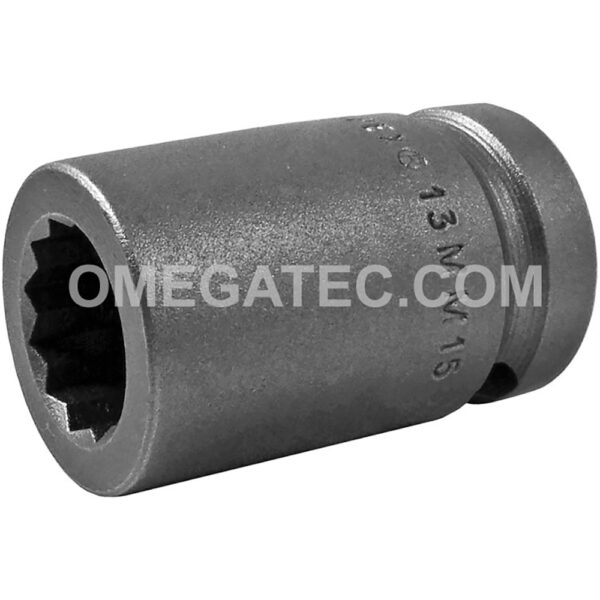 13MM15-D Apex Brand 13mm 12-Point Metric Standard Impact Socket, 1/2'' Square Drive