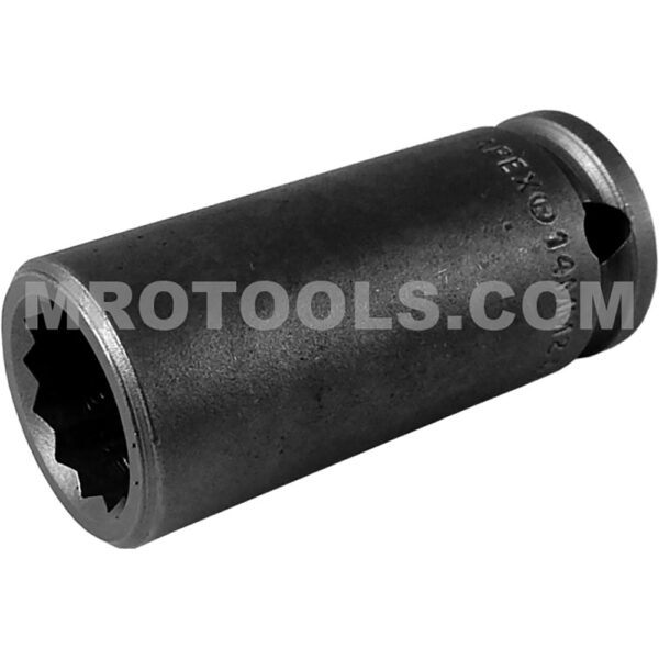 14MM23 Apex Brand 14mm 6-Point Long Impact Impact Socket, 3/8'' Square Drive