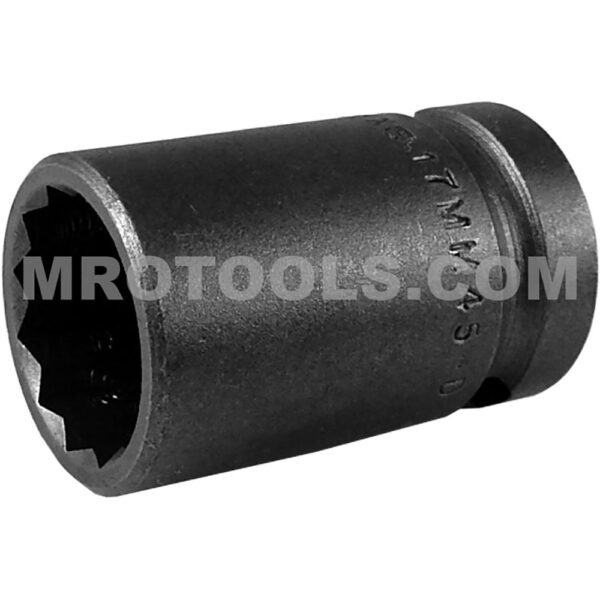 17MM45-D Apex Brand 17mm 12-Point Thin Wall Metric Standard Impact Socket, 1/2'' Square Drive
