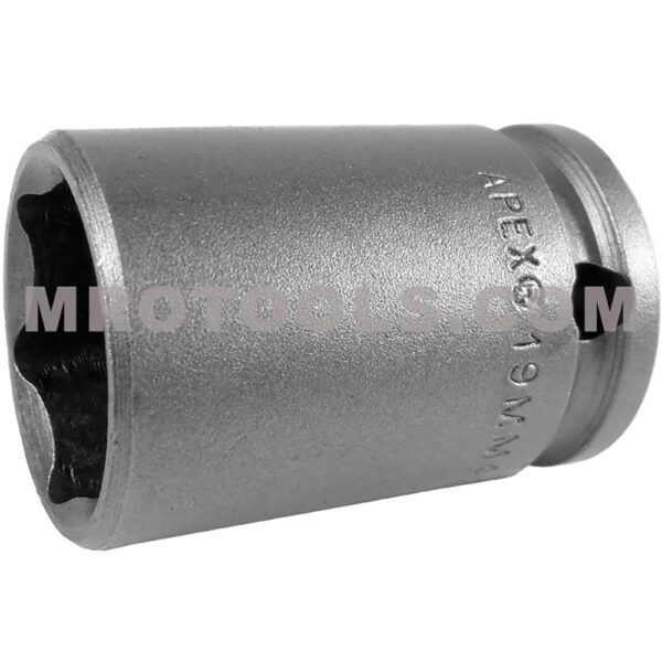 19MM23-D Apex Brand 19mm 12-Point Long Impact Socket, 3/8'' Square Drive