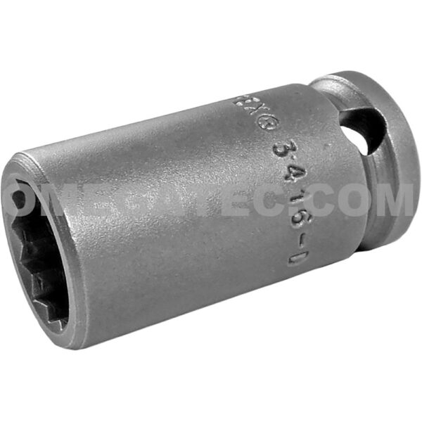 3416-D Apex Brand 1/2'' 12-Point Standard Thin Wall Impact Socket, 3/8'' Square Drive