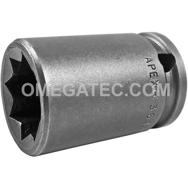 3618-D Apex Brand 9/16'' 8-Point Double Square Nut Standard Impact Socket, 3/8'' Square Drive