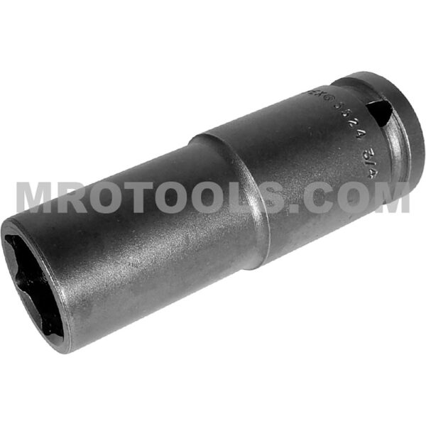5524 Apex Brand 3/4'' 6-Point Thin Wall Extra Long Impact Socket, 1/2'' Square Drive