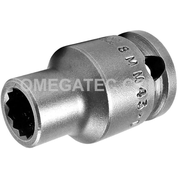 8MM43-D Apex Brand 8mm 12-Point Metric Thin Wall Standard Impact Socket, 3/8'' Square Drive