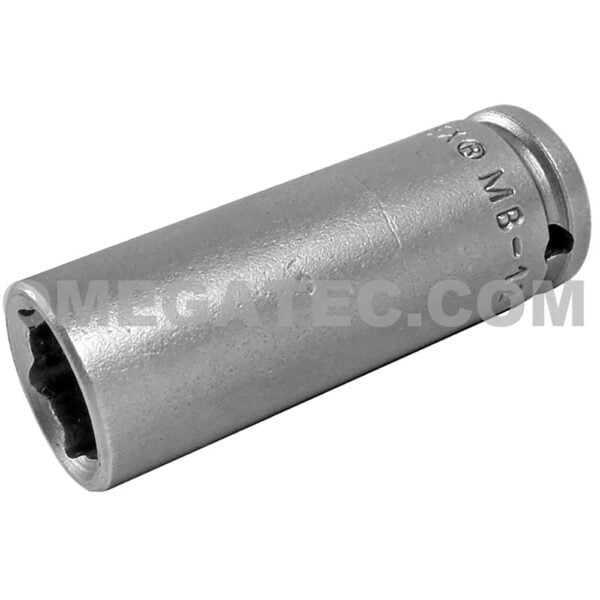 MB-1214 Apex Brand 7/16'' 6-Point Magnetic Bolt Clearance Long Impact Socket, 1/4'' Square Drive