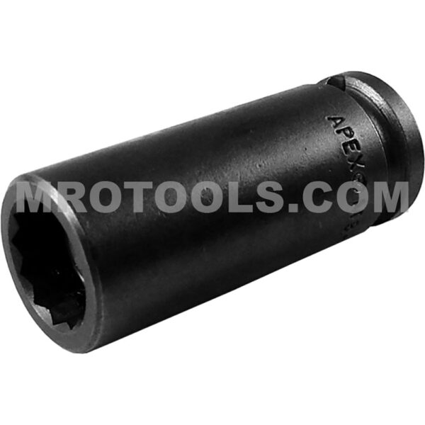 MB-13MM23-D Apex Brand 13mm 12-Point Magnetic Bolt Clearance Metric Long Impact Socket, 3/8'' Square Drive