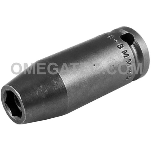 MB-8MM23 Apex Brand 8mm 6-Point Magnetic Bolt Clearance Metric Long Impact Socket, 3/8'' Square Drive