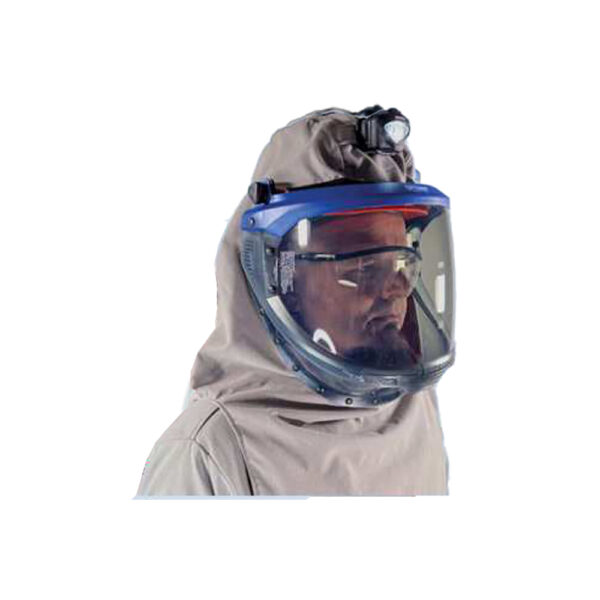 CUL40-AFH-LF-G-HL Cementex 40 cal/cm2 UltraLite Arc Flash Lift Front Flash Hood w/ Helmet & Hood Light