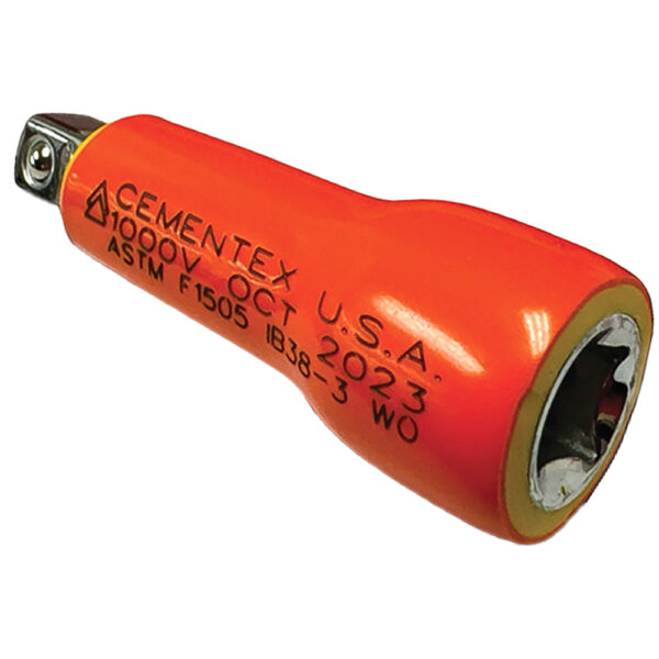 IB38-3 WO Cementex 3'' Flush Drive Socket Tapered Drive Head Steel Extension Bar, 3/8'' Square Drive