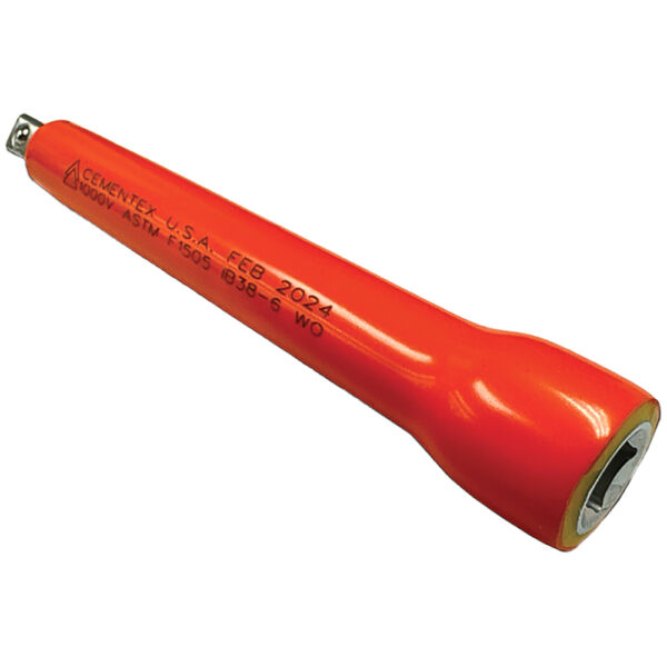 IB38-6 WO Cementex 6'' Flush Drive Socket Tapered Drive Head Steel Extension Bar, 3/8'' Square Drive