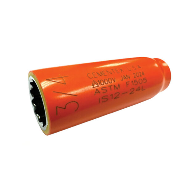 IS12-30 12PT WO Cementex 15/16'' Standard Wall Flush Connect 12-Point SAE Socket, 1/2'' Square Drive