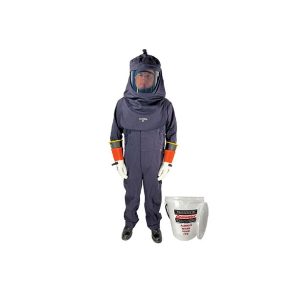 AFSC-CL4CKV-3X2 Cementex 40 cal/cm2 Feature Series Coverall Kit in an Arc Flash Storage Canister with Vent Fan and Class 2 Glove Kit - 3X-LARGE