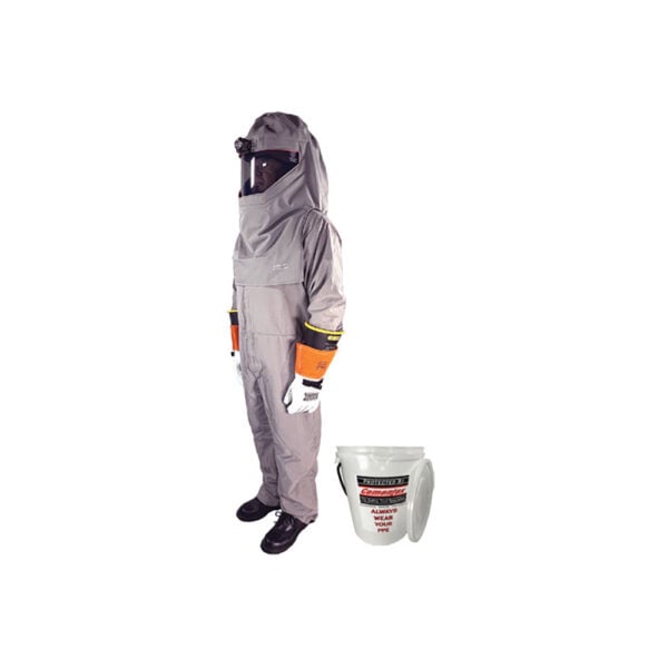 AFSC-CUL40CKLF-2X00 Cementex 40 cal/cm2 UltraLite Series Coverall Kit in an Arc Flash Storage Canister w/ Lift Front Hood, Class 00 Glove Kit - 2XL