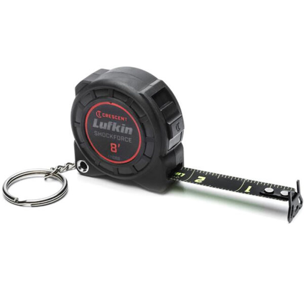 L1108BC Lufkin 1/2'' x 8' Shockforce Nite Eye Keychain Tape Measure, Carded