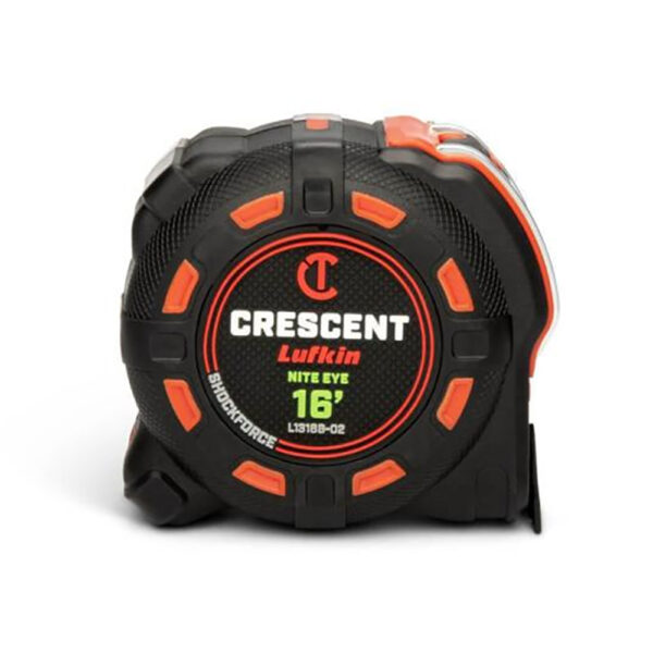 L1316B-02 Lufkin 1-1/4'' x 16' SHOCKFORCE NITE EYE Tape Measure