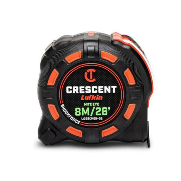 L1325CMEB-02 Lufkin 1-1/4'' x 8m/26' SHOCKFORCE NITE EYE Tape Measure
